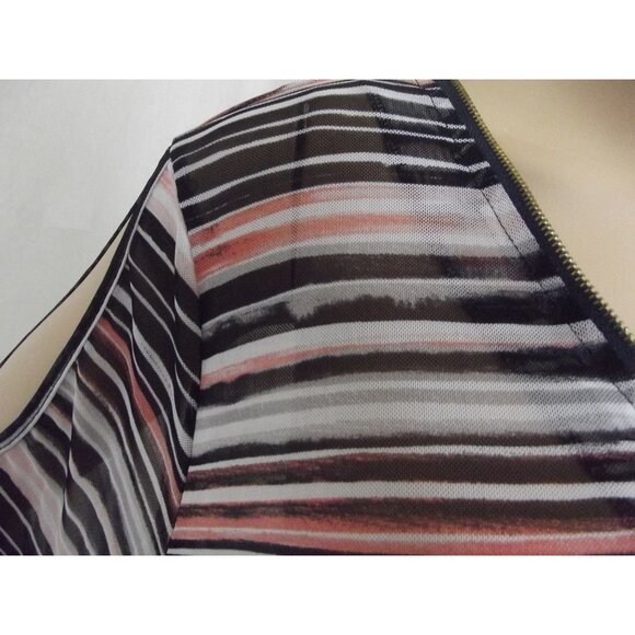 Robert Louis Blouse Womens XL Cold Shoulder pink black striped v-neck mesh sheer - Picture 8 of 8